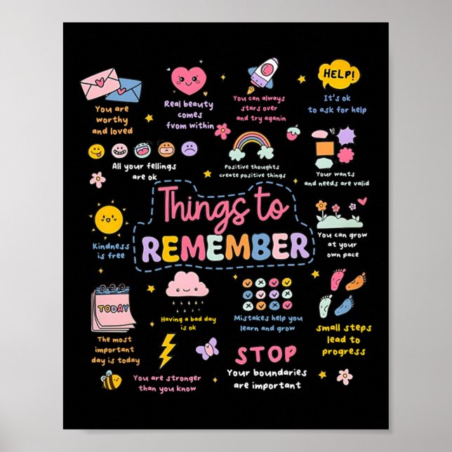 Things To Remember Mental Health Awareness Brain I Poster (Front)