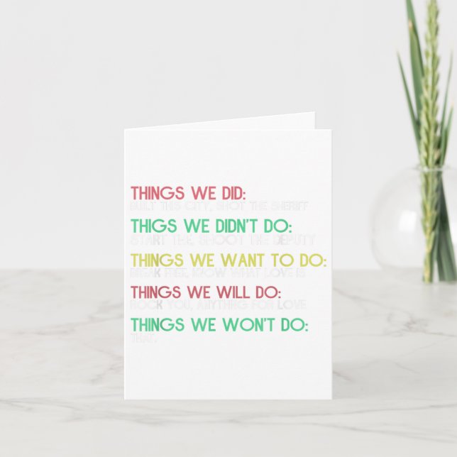 Things We Did Things We Didn’t Do Reflective Quote Card (Front)