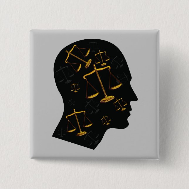 Think About Justice | Law 2 Inch Square Button (Front)