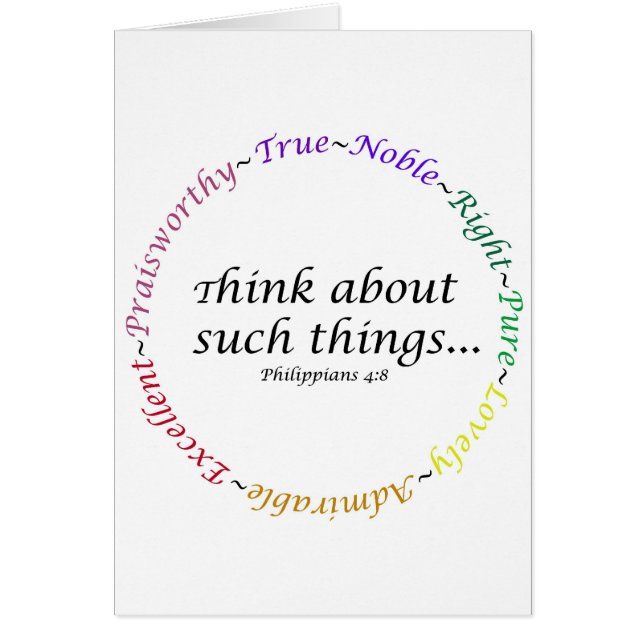 Think about such things... Philippians 4:8 (Front)
