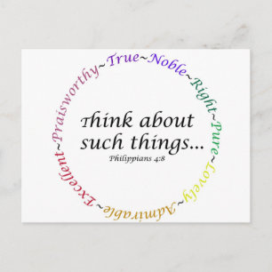 Think about such things... Philippians 4:8 Postcard