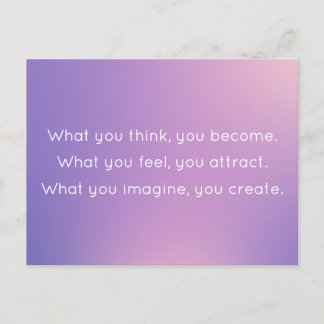 Think and Become Purple Gradient Buddah Quote Postcard