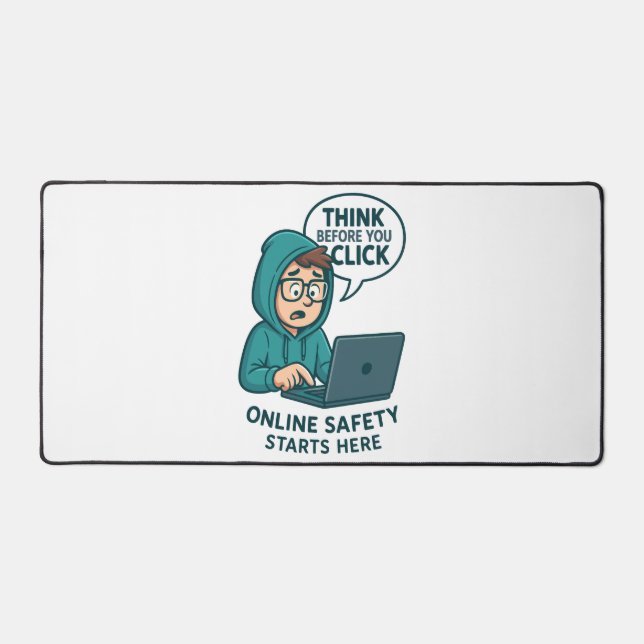 Think Before You Click - Online Safety Awareness Desk Mat (Front)