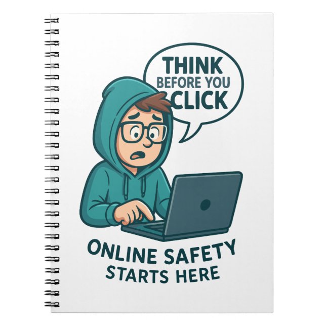 Think Before You Click - Online Safety Awareness Notebook (Front)