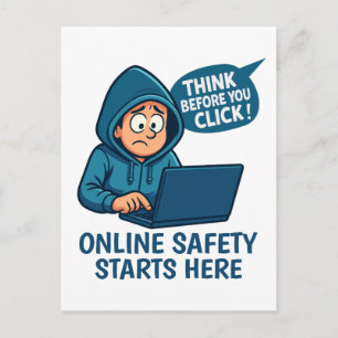 Think Before You Click - Online Safety Awareness Postcard