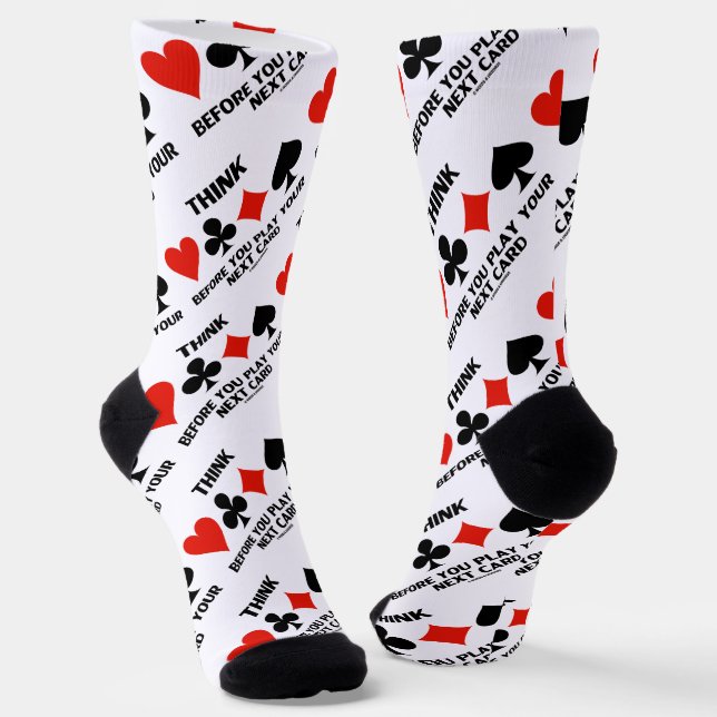 Think Before You Play Your Next Card 4 Card Suits Socks (Angled)
