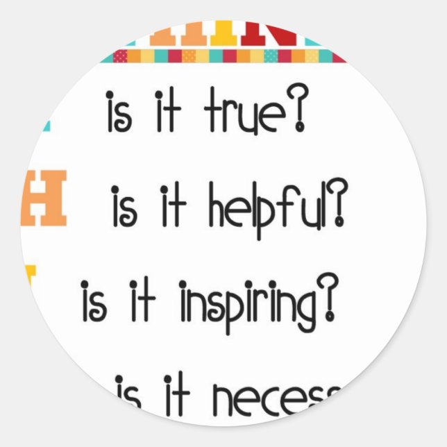 Think Before you Speak Classic Round Sticker (Front)