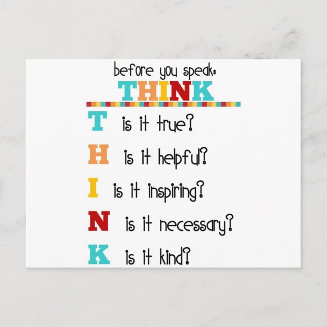 Think Before you Speak Postcard (Front)