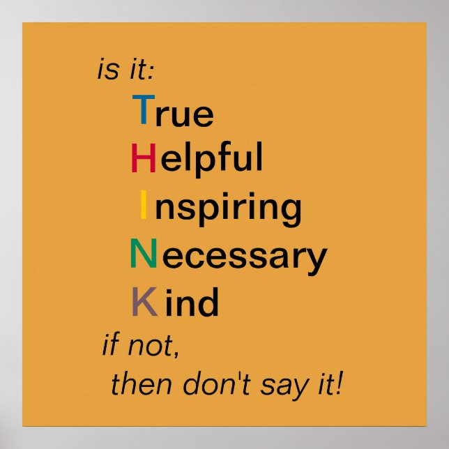 THINK - before you speak - poster (Front)