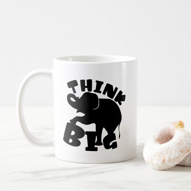 Think Big - Elephant - Big Day - Big Idea -mug cup (With Donut)