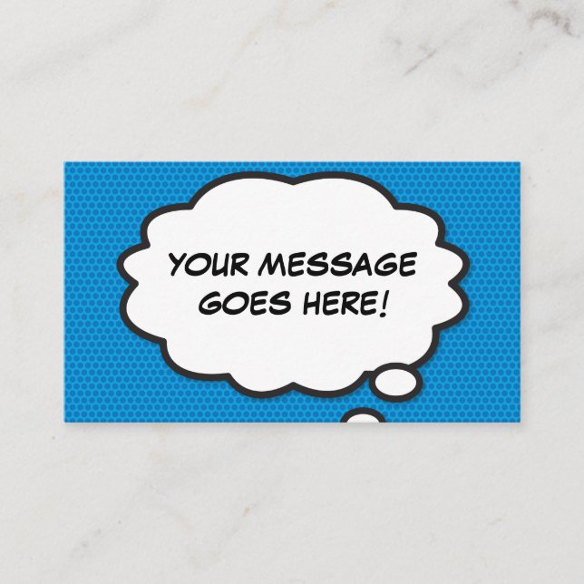Think Bubble QR Code Fun Comic Book Blue Business Card (Front)