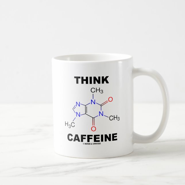 Think Caffeine (Caffeine Chemical Molecule) Coffee Mug (Right)