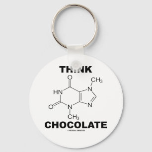 Think Chocolate (Theobromine Molecule Chemistry) Keychain