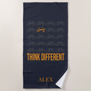 Think Different Recumbent Bike Personalized Beach Towel