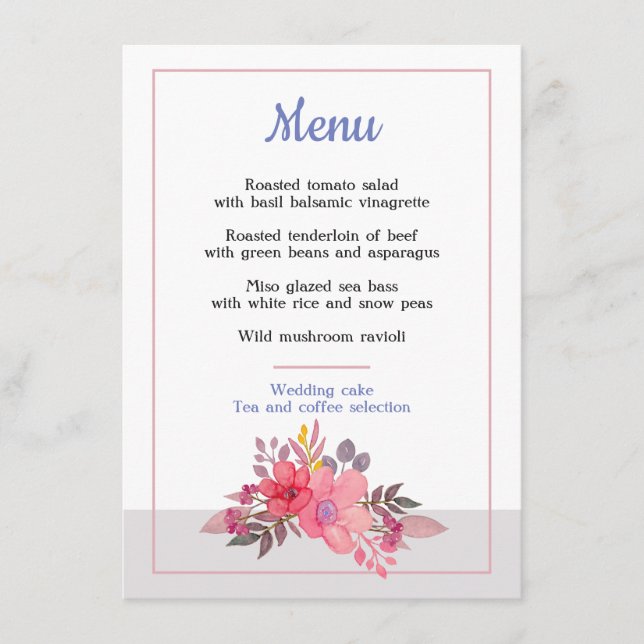 Think Dusty Pinks Menu (Front)