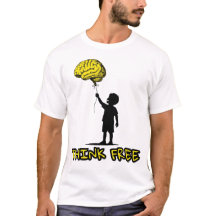 Think Free – Minimalist Brain Balloon Illustration