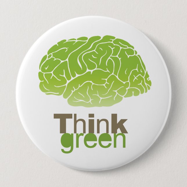 THINK GREEN 4 INCH ROUND BUTTON (Front)