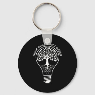 Think Green Act Green Nature Lover Earth Day _1  Keychain
