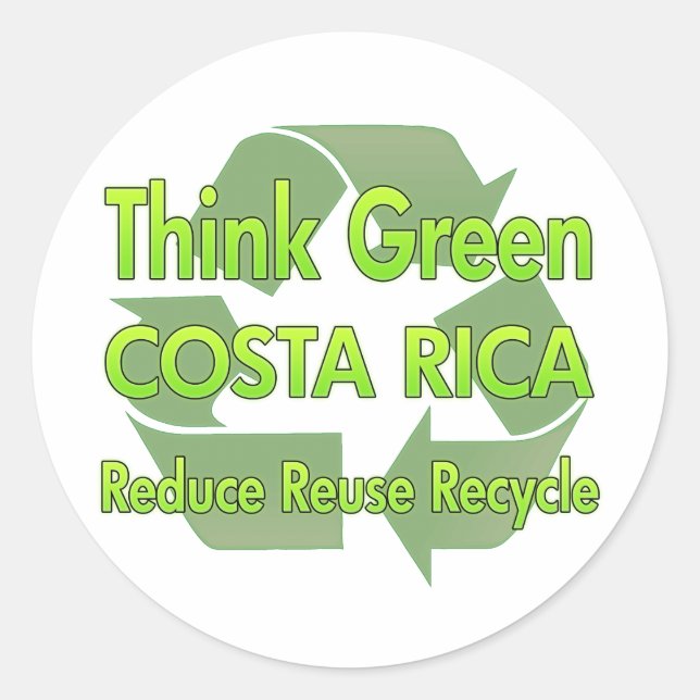 Think Green Costa Rica Classic Round Sticker (Front)