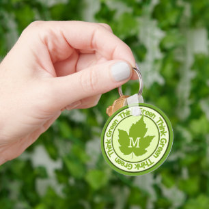 THINK GREEN custom monogram Keychain
