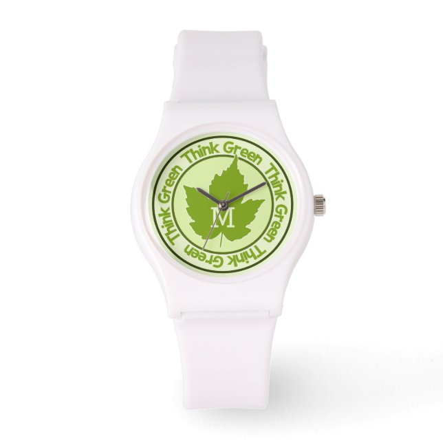 THINK GREEN custom monogram Watch (Front)