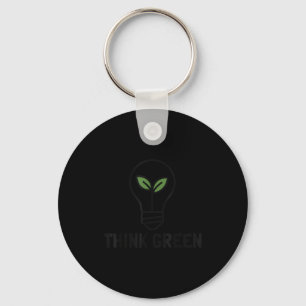 Think green earth day lightbulb plant ecology keychain