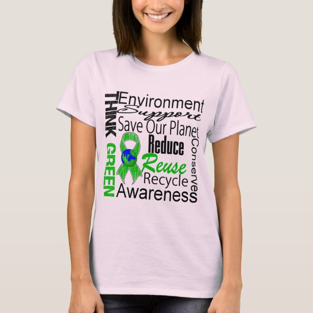 Think Green Environment Collage T-Shirt (Front)