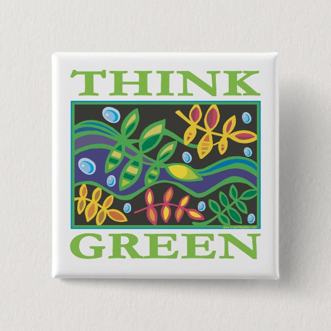 Think Green Environmental 2 Inch Square Button (Front)