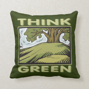 Think Green Oak Tree Throw Pillow