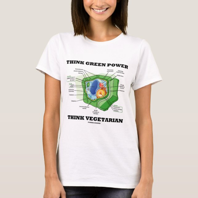 Think Green Power Think Vegetarian (Plant Cell) T-Shirt (Front)