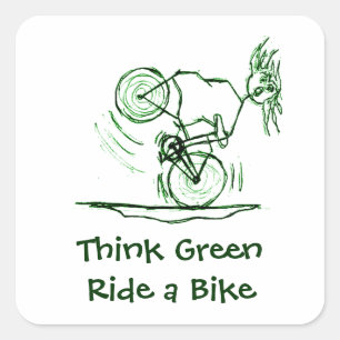 Think Green Ride a Bike Square Sticker