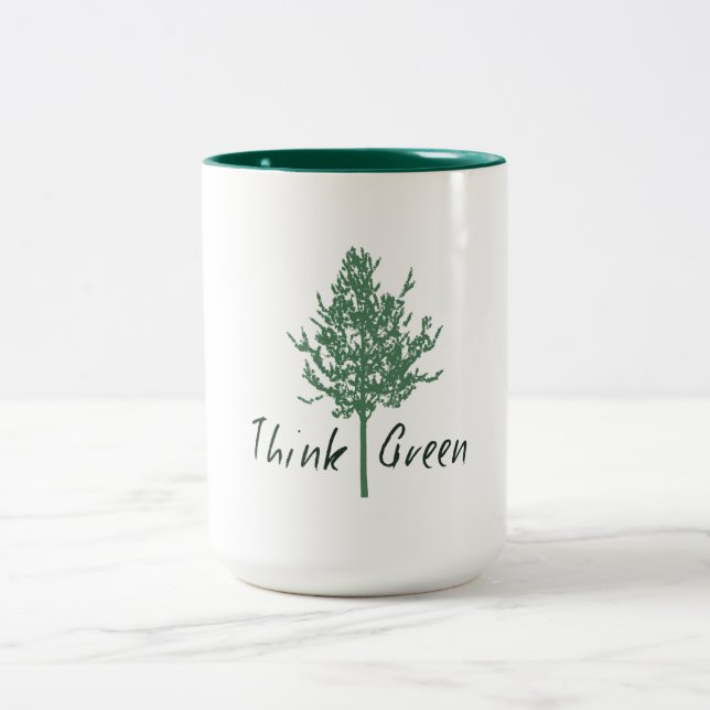 Think Green Tree Two-Tone Coffee Mug (Center)