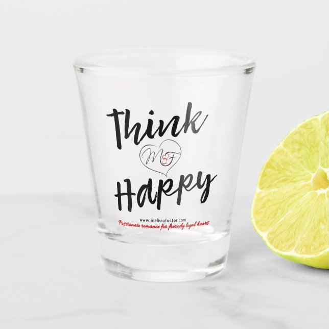 Think happy logo shot glass (Front)