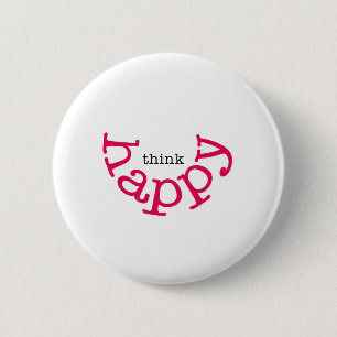 Think Happy (red smile) 2 Inch Round Button