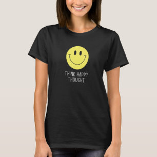 Think Happy Thought Motivation Quote 70s Yellow Sm T-Shirt