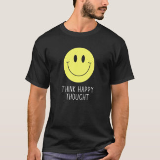 Think Happy Thought Motivation Quote 70s Yellow Sm T-Shirt