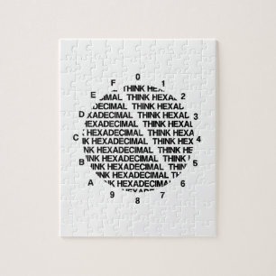 Think Hexadecimal (Clock Template Geek Humour) Jigsaw Puzzle