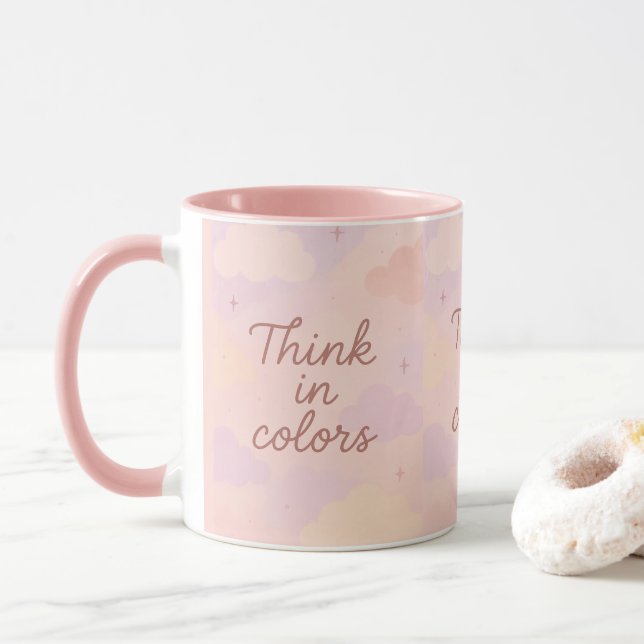Think in Colors – Pastel Aesthetic Motivational  Mug (With Donut)
