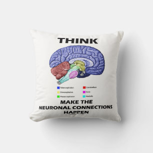 Think Make The Neuronal Connections Happen Brain Throw Pillow