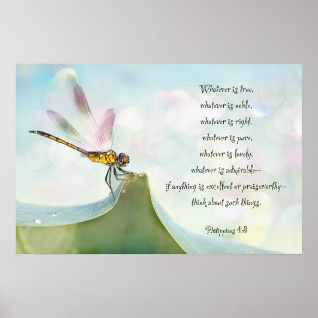 Think of lovely things . . . Dragonfly inspiration Poster (Front)