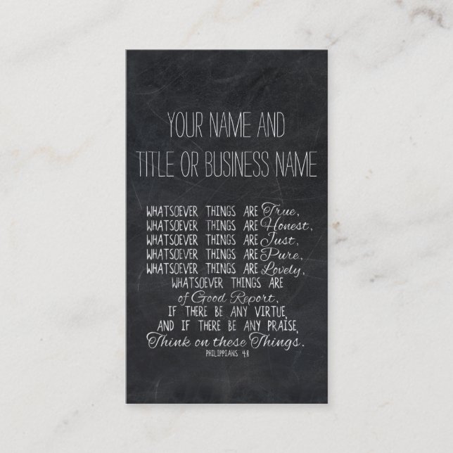 Think on These Things Christian Bible Scripture Business Card (Front)