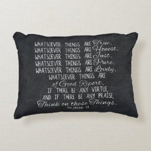 Think on These Things Christian Bible Scripture Decorative Pillow