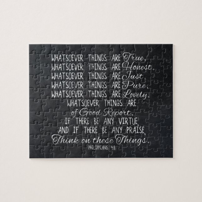 Think on These Things Christian Bible Scripture Jigsaw Puzzle (Horizontal)