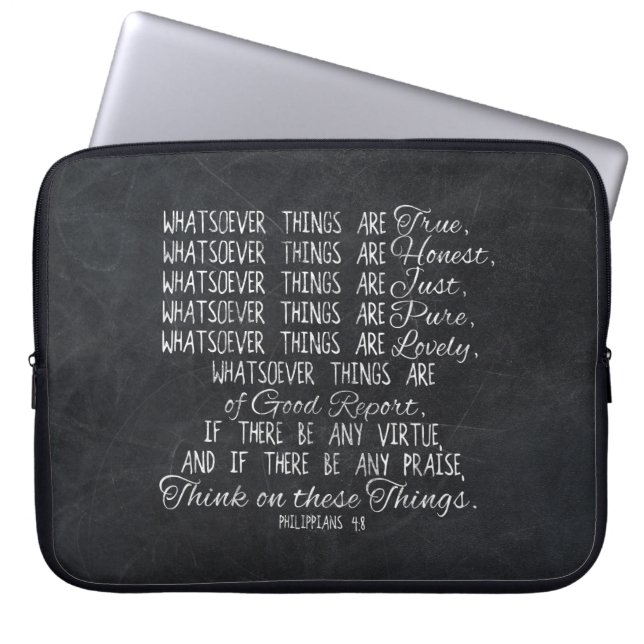 Think on These Things Christian Bible Scripture Laptop Sleeve (Front)