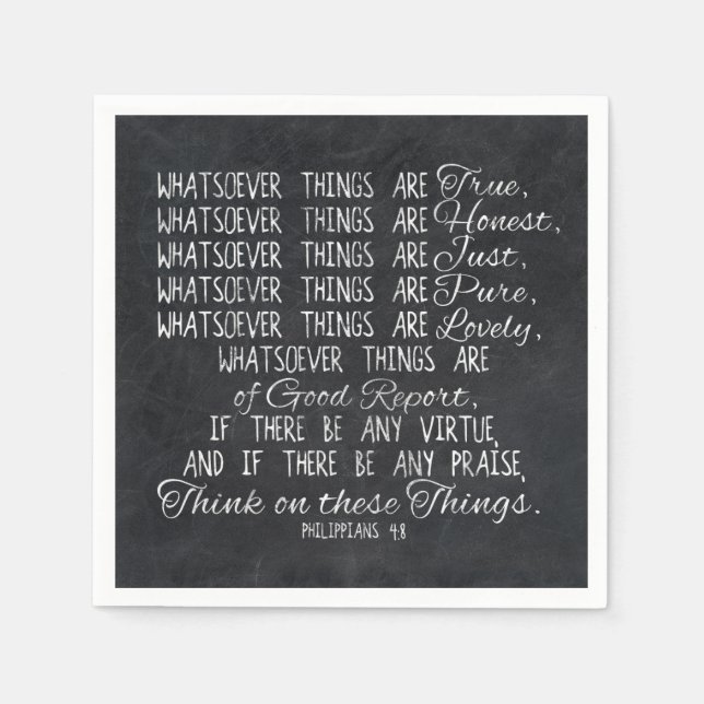 Think on These Things Christian Bible Scripture Napkin (Front)