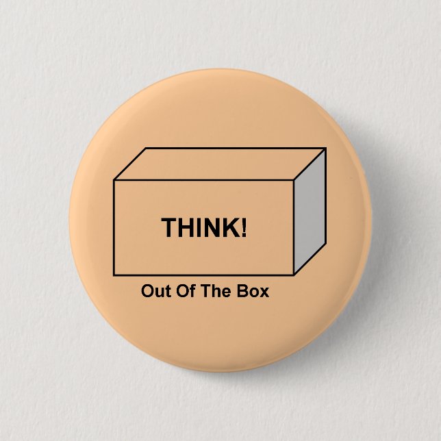 Think out of the Box 2 Inch Round Button (Front)