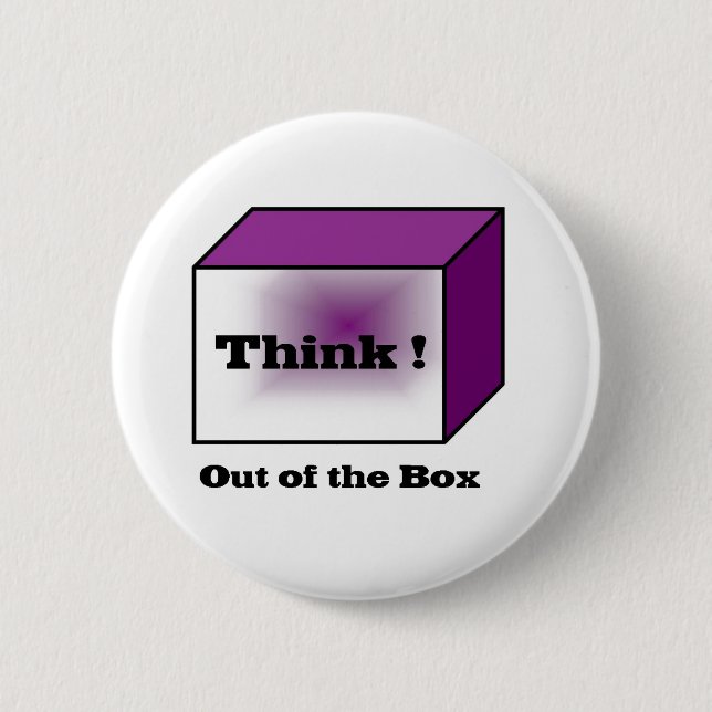 Think out of the Box 2 Inch Round Button (Front)