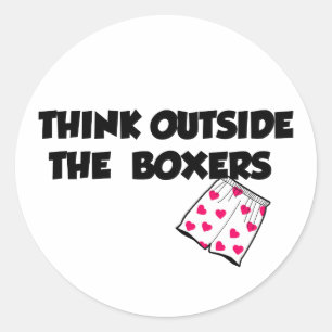 think outside of the boxers classic round sticker
