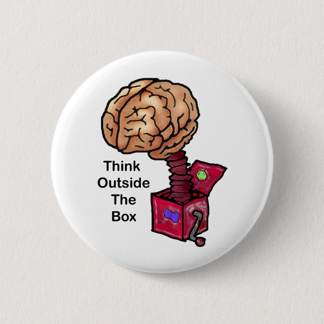 Think Outside the Box 2 Inch Round Button (Front)