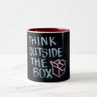 THINK OUTSIDE THE BOX - AWESOME SLOGAN MUG